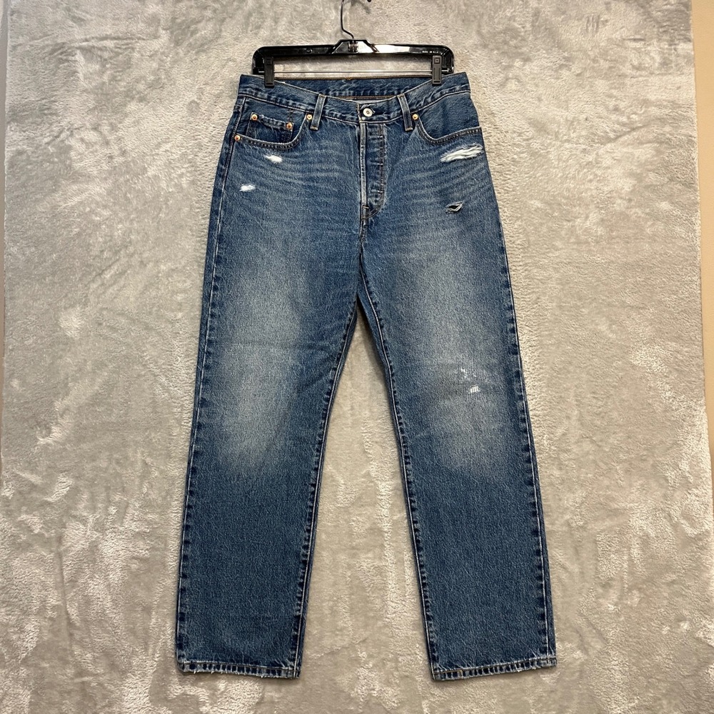Levi's 501 90s Jeans Womens 31 Blue Distressed Straight Leg Distressed Pants